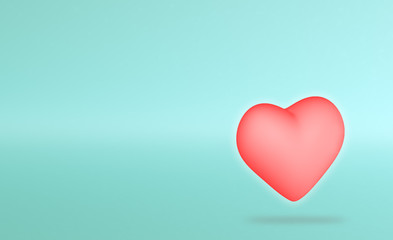 3d illustration heart red in background