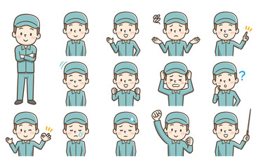 作業員　ポーズ　セット