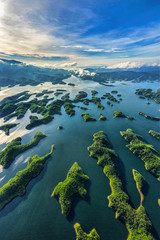 Fototapeta premium Ta Dung lake or Dong Nai 3 lake. The reservoir for power generation by hydropower in Dac Nong ( Dak Nong ), Vietnam.