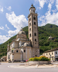 Majestic church Madonna di Tirano in northern Italy. Valtellina 