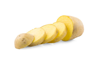 sliced potato an isolated on white background