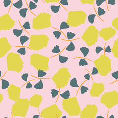 Light pink with whimsical simple florals seamless pattern background design.