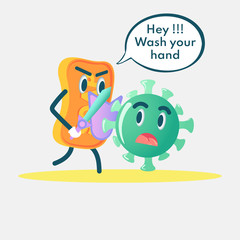 Fototapeta premium Illustration of hand washing to teach us clean and healthy lifestyle.