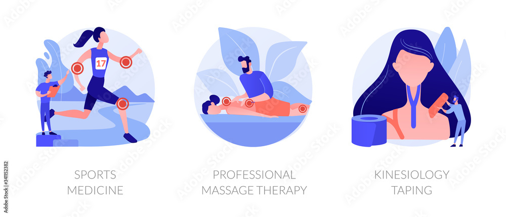 Wall mural athlete body recovery, sports injuries treatment, healthcare. sports medicine, professional massage 