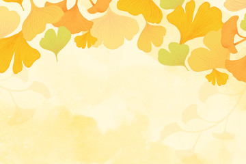 Yellow ginkgo leaf framed background