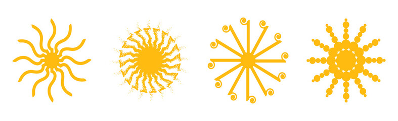 Set of sun new style design. Vector illustration