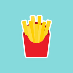 french fries flat design vector illustration .  element for menu of cafe, restaurant, kids food, vector Illustration