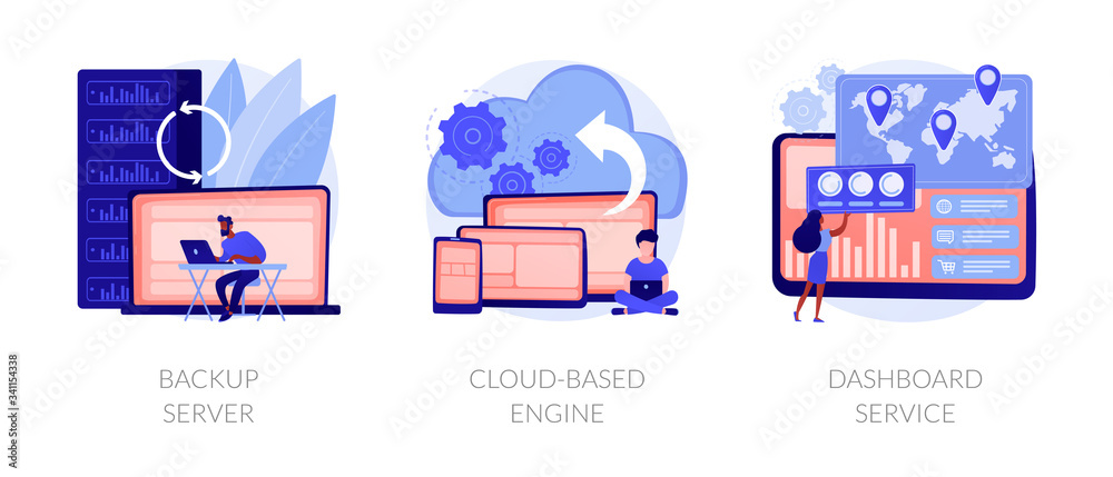 Poster data hosting technology. cloud computing security. remote access, network storage. backup server, cl