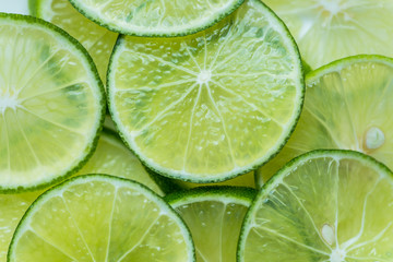 Slices of freshly cut lime