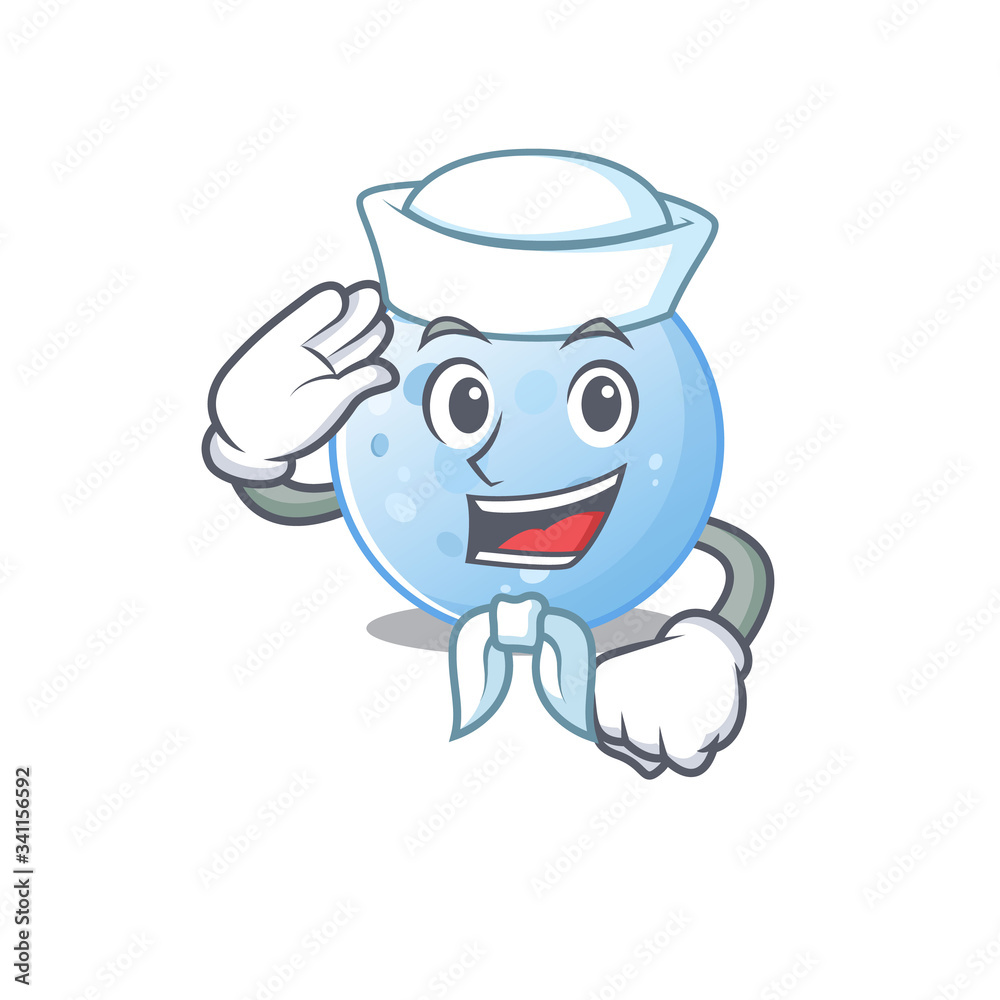 Wall mural Sailor cartoon character of blue moon with white hat