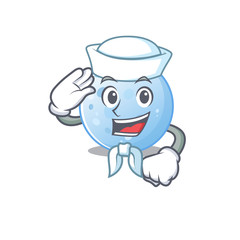 Sailor cartoon character of blue moon with white hat