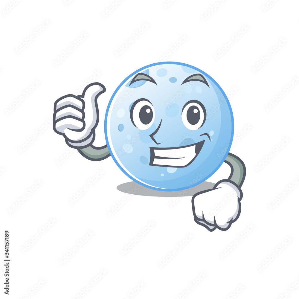 Sticker Blue moon cartoon character design making OK gesture