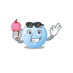 Cartoon design concept of blue moon having an ice cream