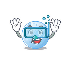 Blue moon mascot design concept wearing diving glasses