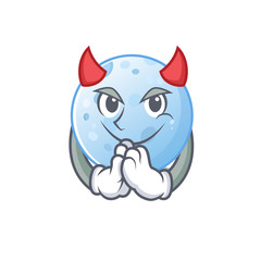 Blue moon dressed as devil cartoon character design style