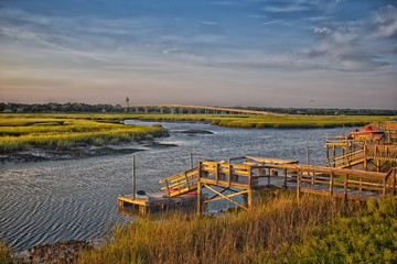 Sunset beach bridge
