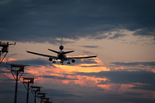 Plane arriving at Brasilia International Airport.