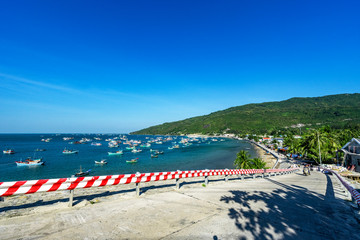 Sea and boats at Nha beach on Son island, Kien Giang, Vietnam. Near Phu Quoc island