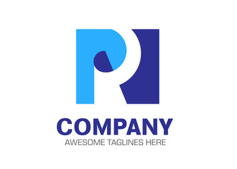 creative letter pr as a paper vector logo concept 