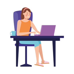 woman working in laptop character