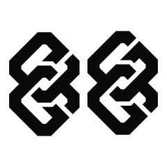 Initial letter eG, SG, GG logo template set with diamond chain illustration in flat design monogram symbol