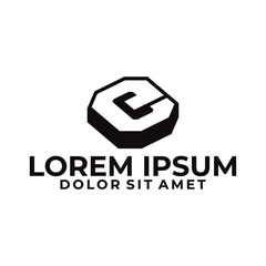 Fototapeta premium Initial letter e logo template with 3d block illustration in flat design monogram symbol