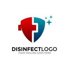 Disinfectant Logo Vector. Antibacterial logo design. Drop and shield vector design for poster, banner, flyer.