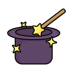 magic tophat and wand sorcery isolated icon