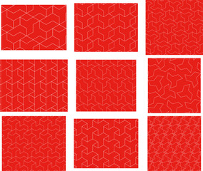 Red Seamless Japanese pattern of shapes representing windmills s