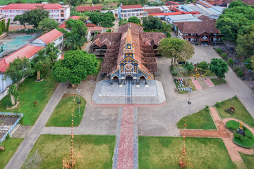Nha tho go " or Wooden church Kon Tum, Vietnam.
