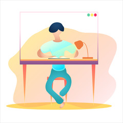Work From Home Vector Illustration which tells the story of someone who usually works in an office to work at home.