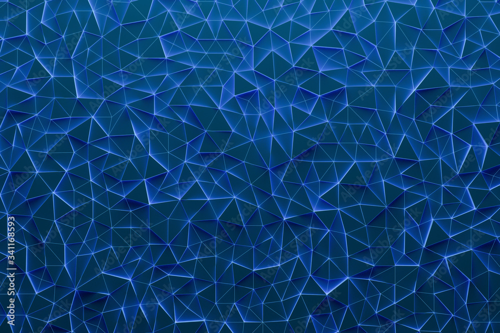 Fototapete 3d rendering. blue pattern of triangles of different shapes. minimalistic pattern of simple shapes, 
