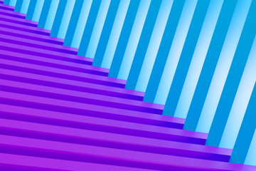 3D rendering. Blue and purple volumetric maze. Geometric pattern. Abstract illusory endless...