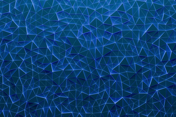 3D rendering. Blue pattern of triangles of different shapes. Minimalistic pattern of simple shapes,...