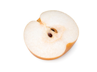 Snow pear or Feng Shui pear on white background, Korean pear on white background, 