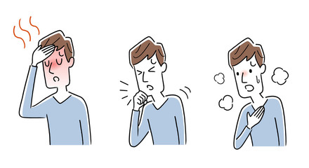 Stock illustration: new coronavirus symptoms, men