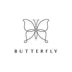 Butterfly logo design vector with Simple Minimalist Elegant linear style or line art concept for spa, fashion, beauty,  jewellery industry etc.