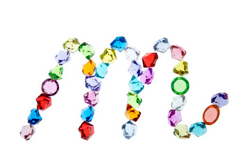 アルファベット　m　筆記体小文字　白背景　切り抜き