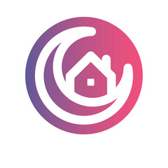 Ramadan Stay at Home. Crescent and House Icon. Symbol of social media campaign.