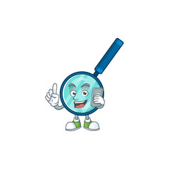 Cartoon design concept of magnifying glass talking on phone