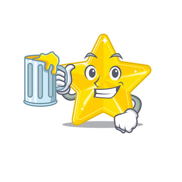A cartoon concept of shiny star rise up a glass of beer