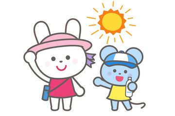Prevention of heat stroke / Wearing a cap and hydration / Rabbit and mouse