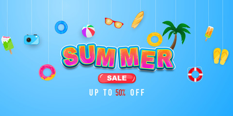 Summer sale swim ring greeting background. Celebration Vector illustration. poster, banner vector illustration and design for poster card,
