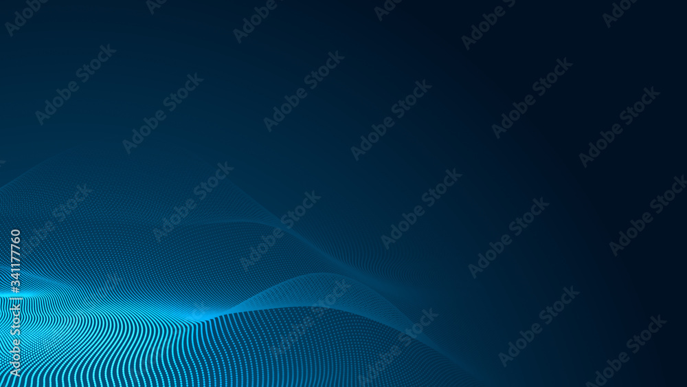 Wall mural dot blue wave light screen gradient texture background. abstract technology big data digital backgro