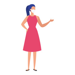 business woman using face mask isolated icon vector illustration design