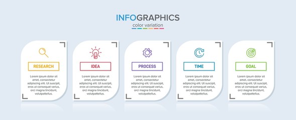 Infographic design with icons and 5 options or steps. Thin line vector. Infographics business concept. Can be used for info graphics, flow charts, presentations, web sites, banners, printed materials.