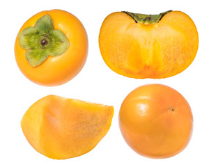 Fresh ripe persimmons isolated on white background, Persimmons isolated on white With clipping path