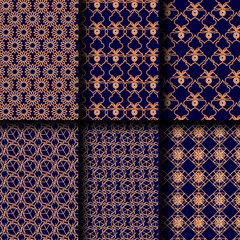 Japanese sashiko seamless pattern vector set  collection