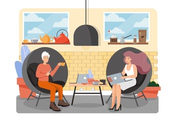 Coworking center, vector flat style design illustration