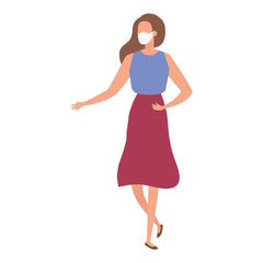 business woman using face mask isolated icon vector illustration design